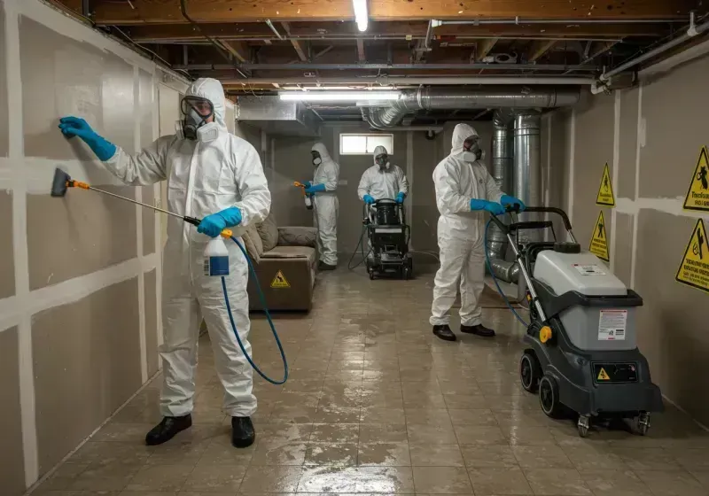 Basement Moisture Removal and Structural Drying process in Huntington Station, NY